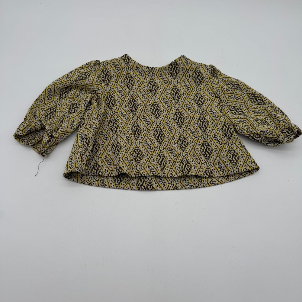 Baby Girls Yellow Brown Geometric Long Sleeve Top Approx US 12 Months